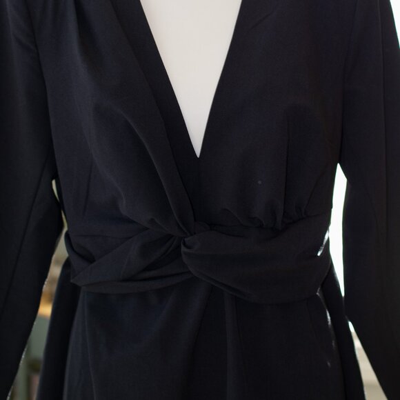 NWT Eloquii Size 14 Black Minidress w/Padded Shoulders and Twist Front - Picture 5 of 13